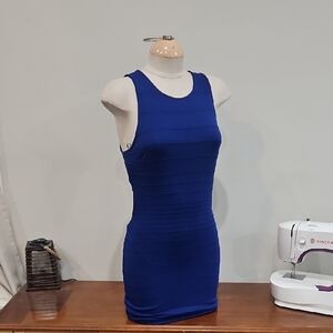Blue Sleeveless Bodycon Dress Sz Small. Cut Out Back.